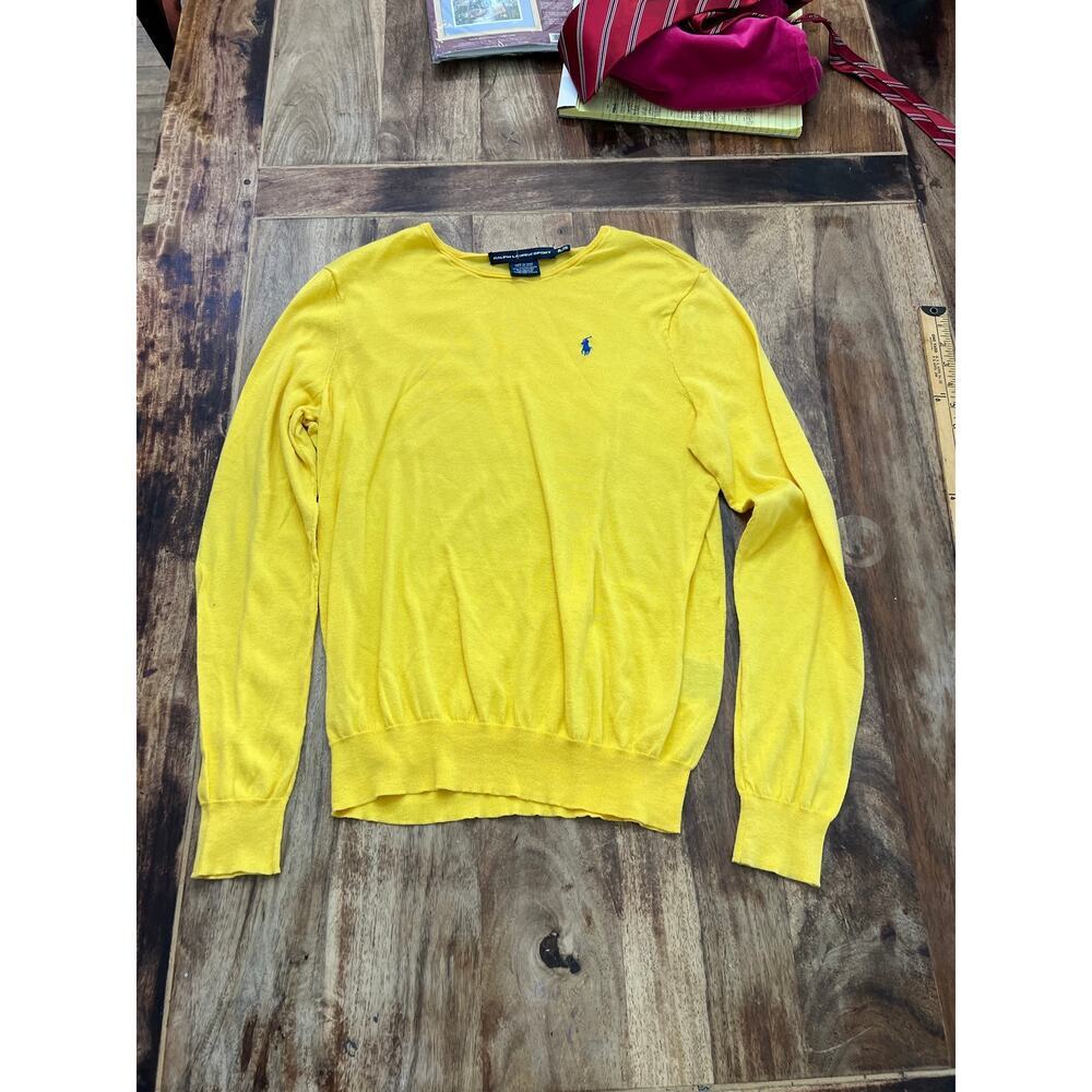 Ralph Lauren Sport Sweater Crewneck Cotton Pullover Yellow Size XL